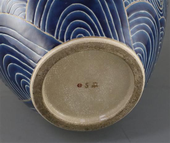 A Japanese Satsuma pottery ovoid dragon vase, Meiji period, H.31cm